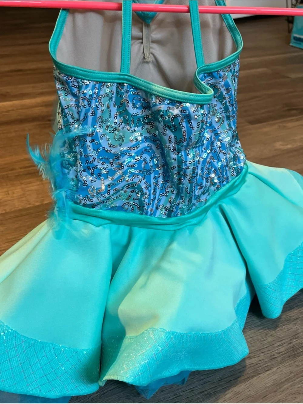 Turquoise Sequin Tutu Dress for Kids - small